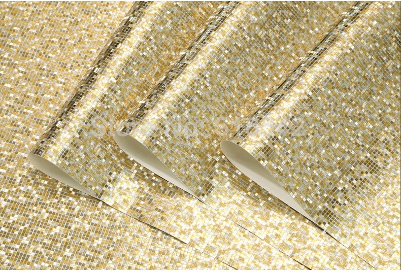 Золотые серебряные фольгированные мозаичные блестящие обои для отеля к ТВ бар потолок ТВ фон стены домашний Декор Гостиная Papel де Parede 3D