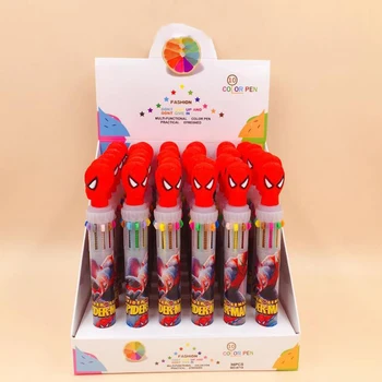 

4 Pcs/set Cartoon Silicone Super Hero Spiderman 10 Colors Press Ballpoint Pens Stationery Writing Ball Pens Students Gifts