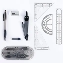 8 шт./компл. компасы живопись набор осмотра геометрические транспортиры Математика рисунок линейка школьные компасы набор студенческие