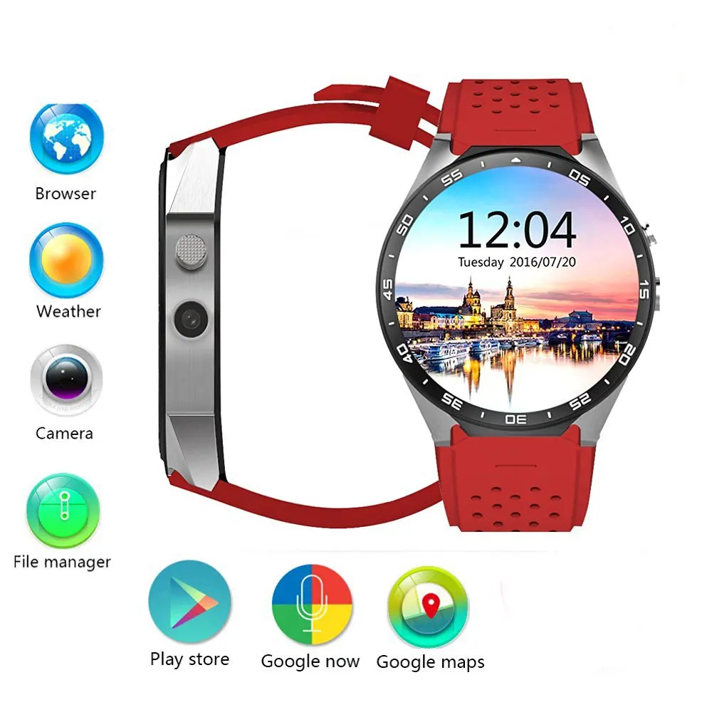 Leegoal KW88 Смарт часы Android 5 1 gps 3G Wi Fi Smartwatch Mtk6580 Bluetooth SIM Камера монитор сердечного