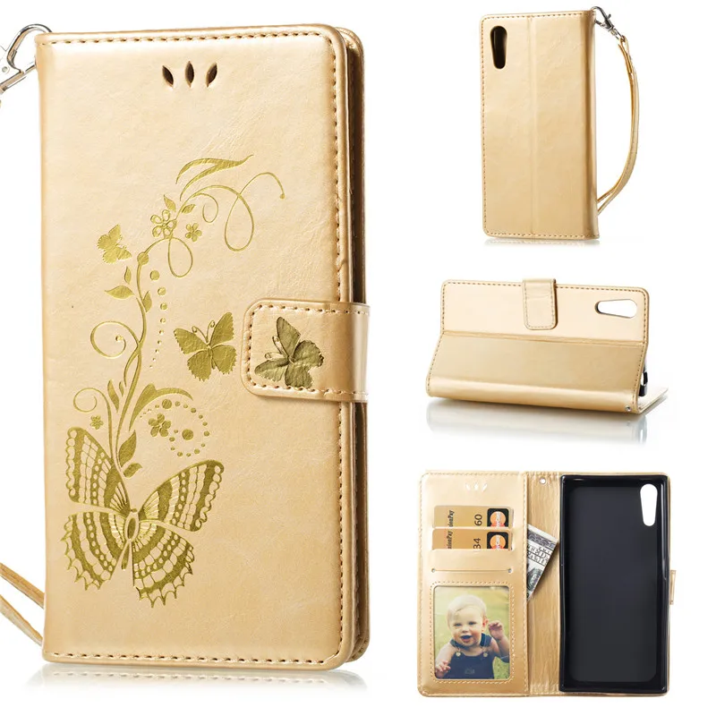 Flip Cover For Sony Xperia XZ Case Gold stamp Golden