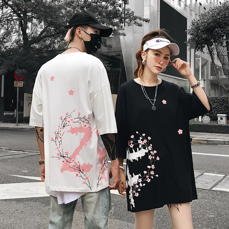 VERSMA 2019 японский Harajuku BF персик печатных футболка мужская женская летняя обувь в