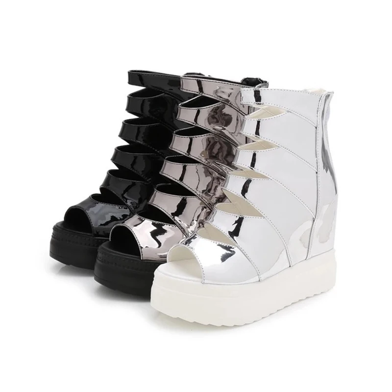 Women's High Heels Sandals 2019 Summer Fashion Leather Hidden Heel Gladiator Sandals Women Platform Shoes Female Chunky Sandal Women's High Heels Sandals 2019 Summer Fashion Leather Hidden Heel Gladiator Sandals Women Platform Shoes Female Chunky Sandal