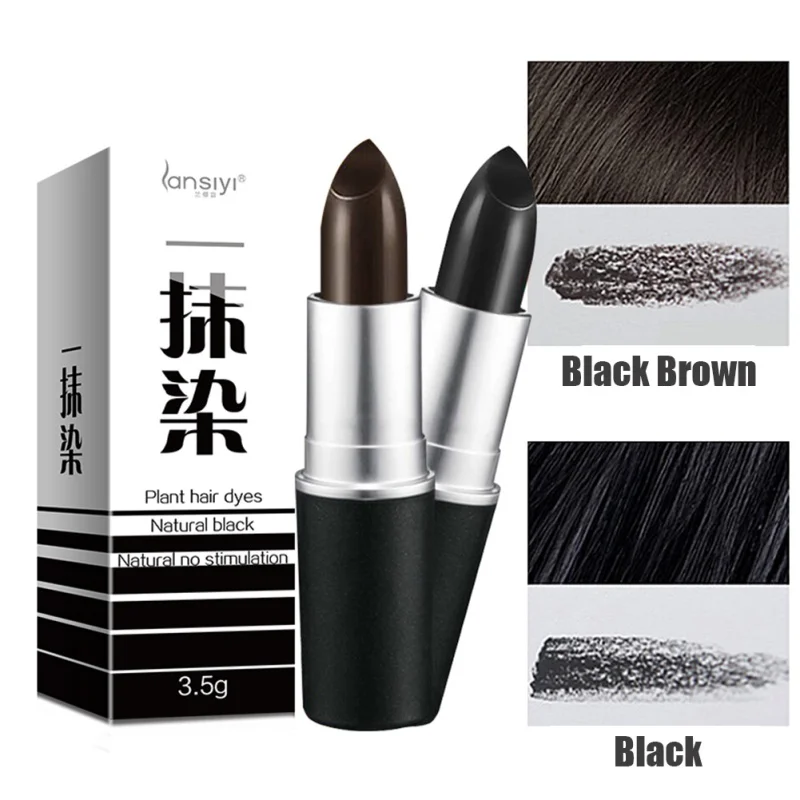 

Black Brown Temporary Hair Dye Cream Mild Fast One-off Hair Color Pen Cover White Hair Styling Makeup Stick