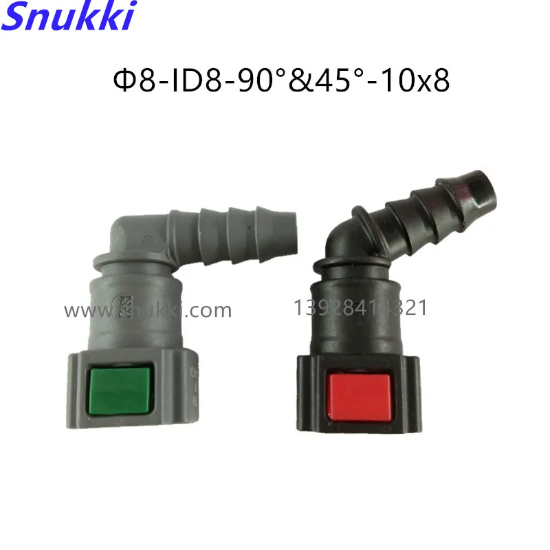 

D8mm ID8 SAE Fuel pipe fitting Auto Fuel line quick connector plastic female connector 90 45 degree double lock joint 2pcs a lot