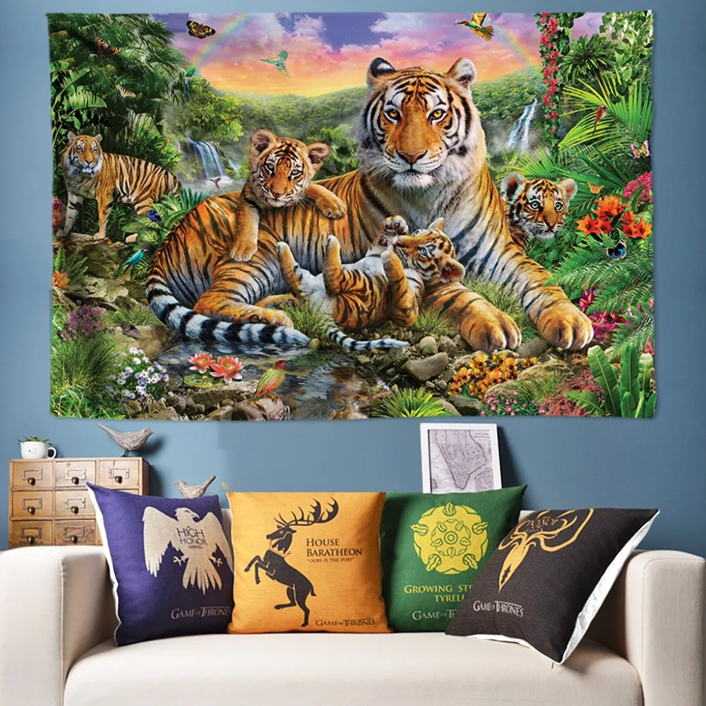 200*300cm Wild Tiger Tapestry Animal Wall Hanging Boho Decor Large