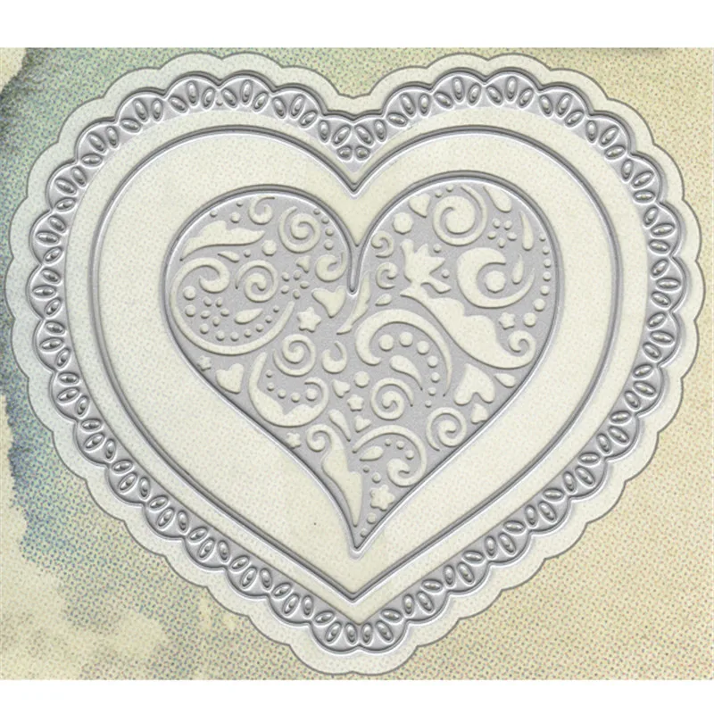 

YaMinSanNiO Lace Frame Heart Dies Metal Cutting Dies Embossing Stencil DIY Scrapbooking New Crafts Card Die Template