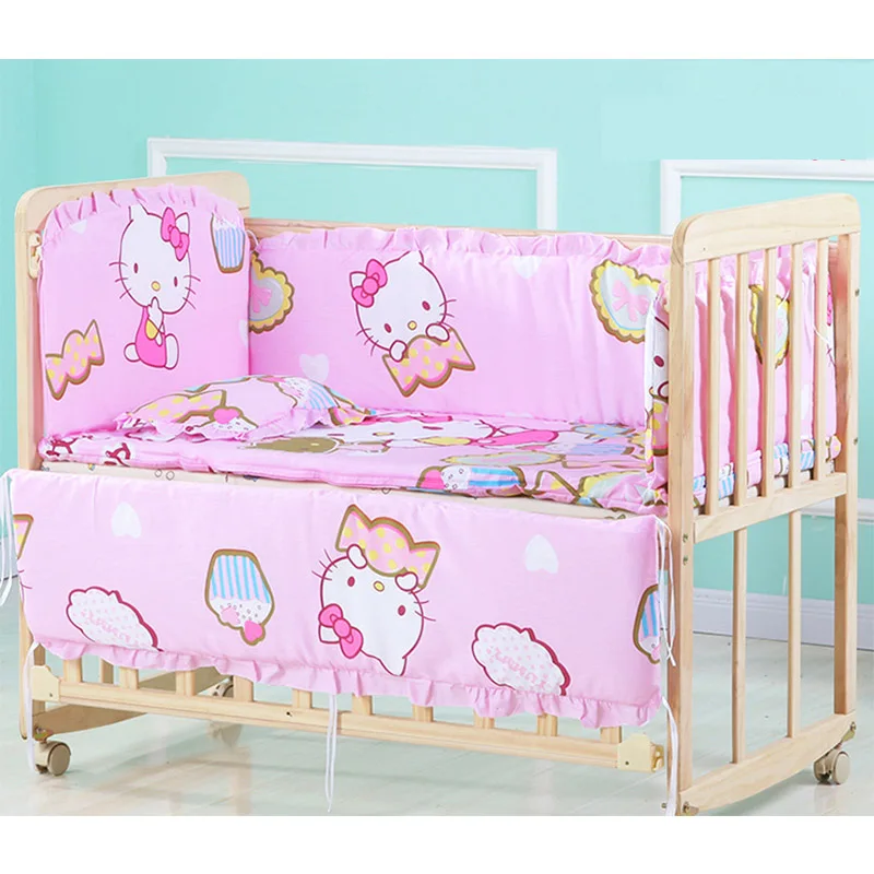Милая Детская кровать из хлопка; комплект из пяти предметов; детская кровать; хлопковая съемная и моющаяся; Комплект постельного белья для детей - Цвет: Синий