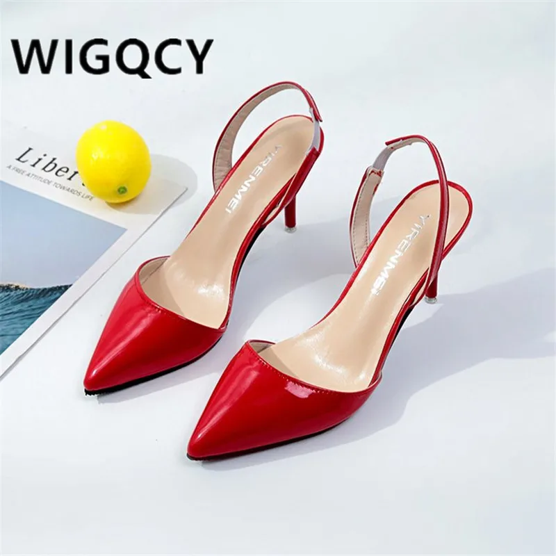 Summer woman High heels shoes Ladies Sexy Pointed Toe pumps Buckle heels dress wedding shoes Thin Heels Zapatos Mujer f026