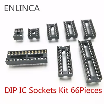 

66PCS/Lot DIP IC Sockets Adaptor Solder Type Socket Kit 6 8 14 16 18 20 24 28 Pin DIP-8 16-Pins DIP8 DIP16 IC Connector