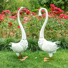 Металлические милые украшения для лужайки в виде лебедя, украшения для двора, рождественские украшения для сада, садовые украшения, скульптура для сада на открытом воздухе
