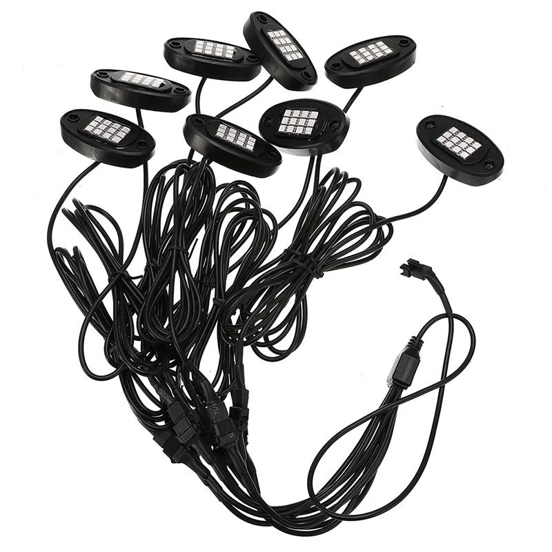 

8x 12V 24W RGB LED Underbody Light Bluetooth Rock Lamp APP Control Car Decorative Light For Off-Road Truck Boat SUV ATV