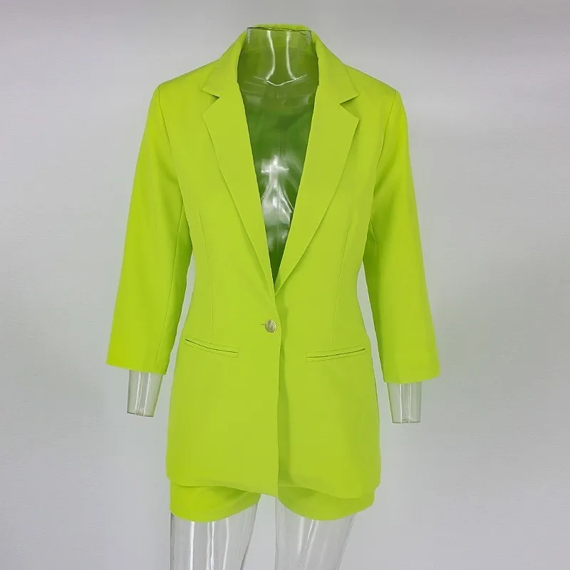 Официальный комплект из двух предметов с длинным рукавом, топ и шорты, летняя одежда для женщин,, Женский комплект 2 шт. для ночного клуба, комплект одежды - Цвет: Зеленый