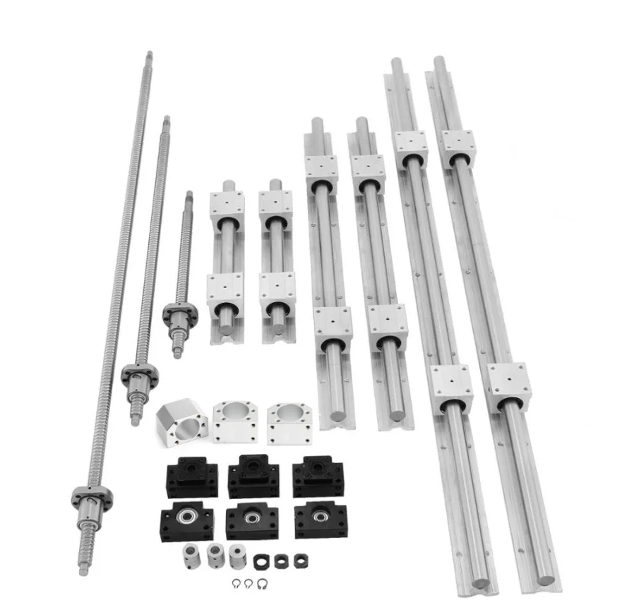 

SBR 16 set Linear guide Rail 6 set SBR16 - 300/520/670mm + ballscrew RM1605 SFU1605 - 350/570/720mm+BK/BF12+Nut housing CNC part