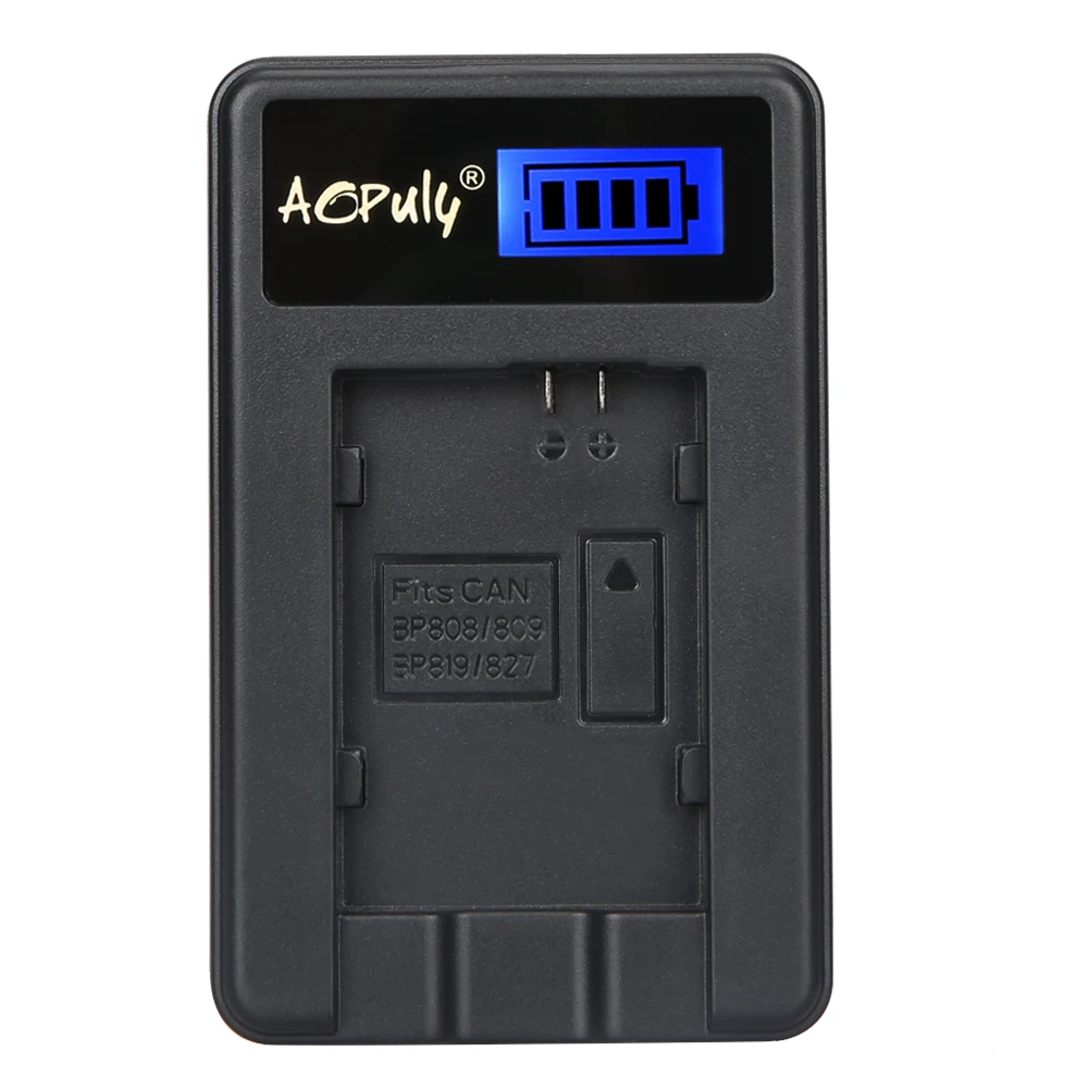 Aopuly ЖК-дисплей USB Зарядное устройство BP-808 BP-819 BP-827 Батарея Зарядное устройство для Canon FS10 FS100 fs307 fs36 fs37 m306 M31 M36 S20 s200 M300
