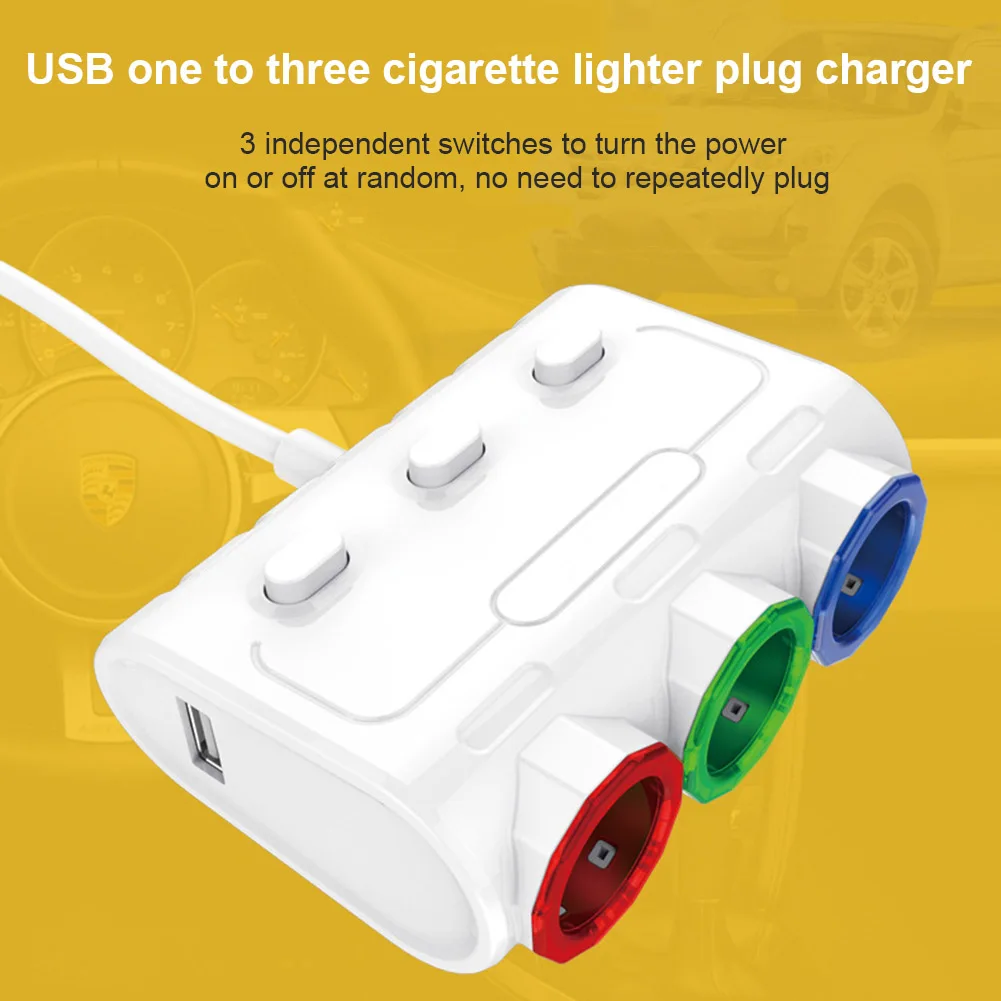 USB Cigarette Lighter Plug Charger 120W 3 Way Sockets High Power For Mobile Phone DXY88 on