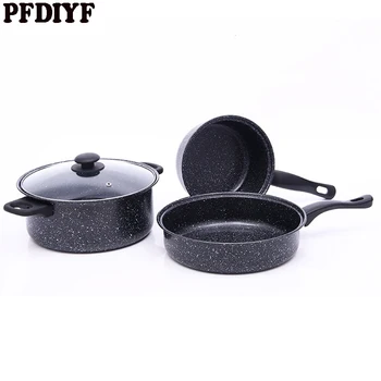 

3Pcs/set Maifan Stone Cooking Pot Stockpot Gas Induction Cooker Soup Pots Safe Quality Nonstick Pan Household Canning Pot