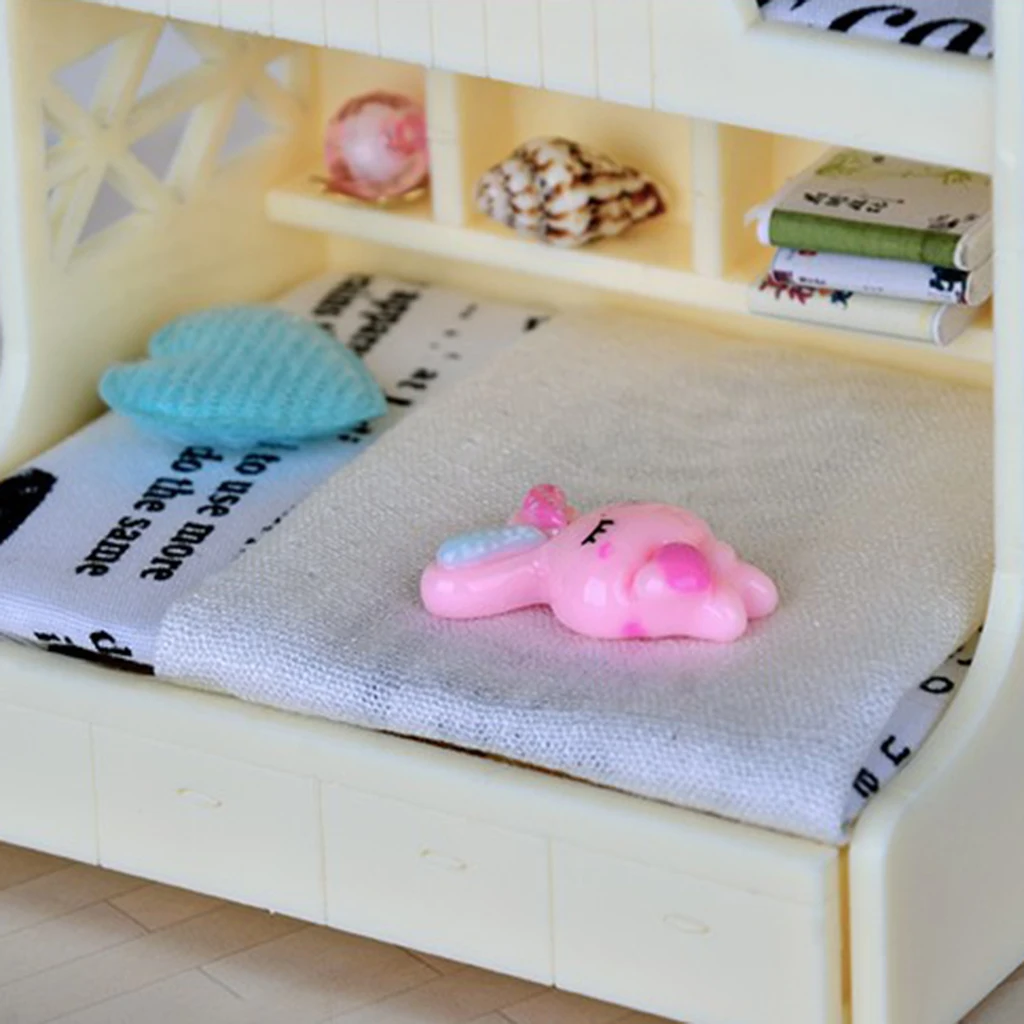 ABS Miniature Bunk Bed Model for 1/12 Dolls House Children Bedroom Furniture Life Scenes Decor Room Accessory #1