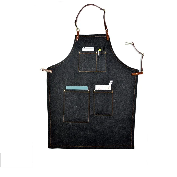  Denim Simple Antifouling Unisex Woman Men's Male Lady's Kitchen Cooking Chef Apron Restaurant Baris - 32814606266