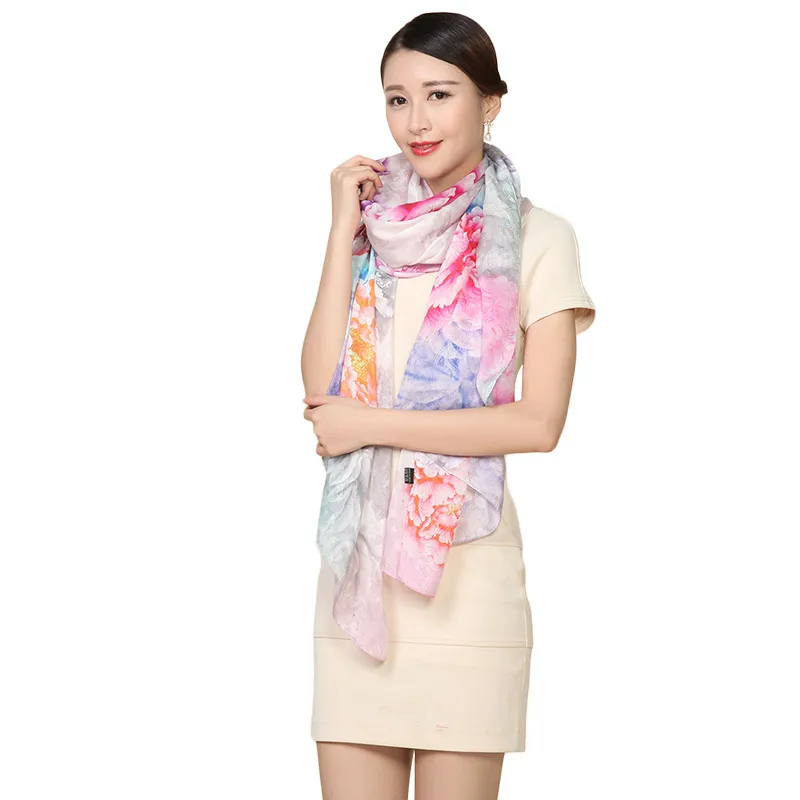 016 190 105cm New Style Floral Shawl Brand font b Tartan b font Design Silk Scarf