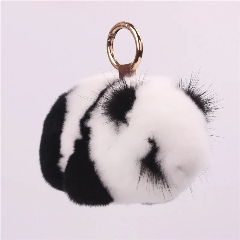 Rex Rabbit Fur Panda Keychain Mink Jewelry Plush Bag Pendant Hanging Luxury Pom Gifts for Women | Украшения и аксессуары
