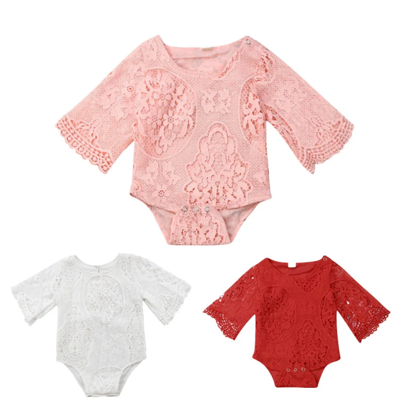 Cute Newborn Infant Baby Floral Lace Romper Bodysuit Jumpsuit Clothes Outfits