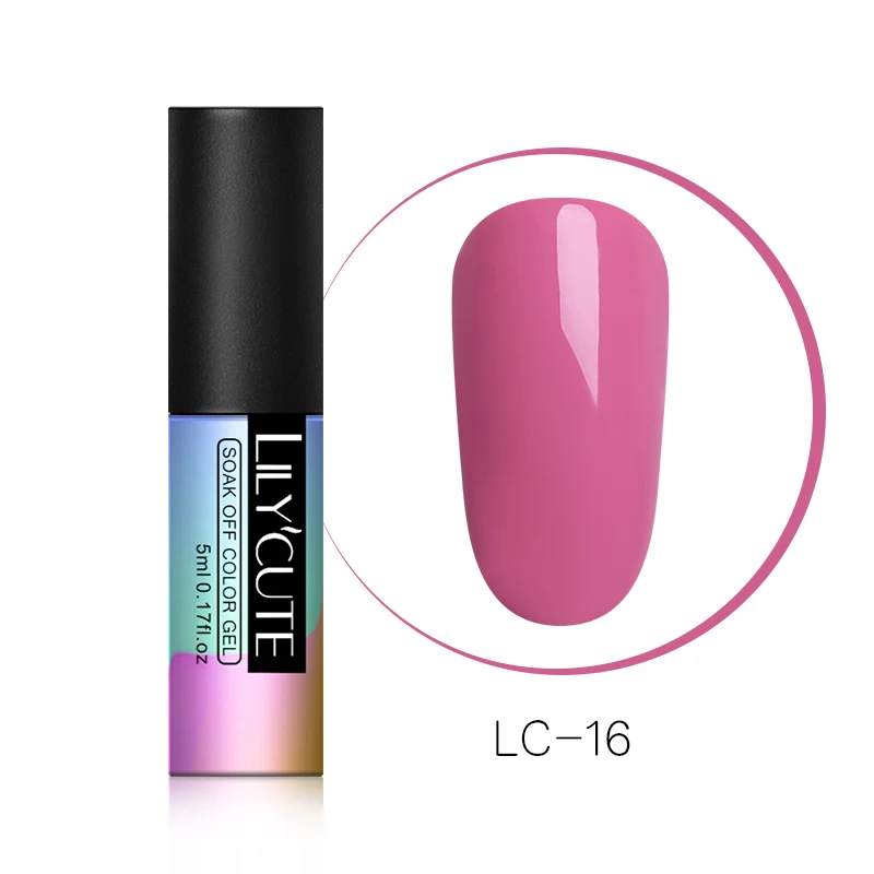 LILYCUTE 5 мл бледно-лиловый розовый телесный УФ-лак для ногтей фиолетовая серия длительный чистый лак для ногтей Гель-лак для маникюра - Цвет: LC-16