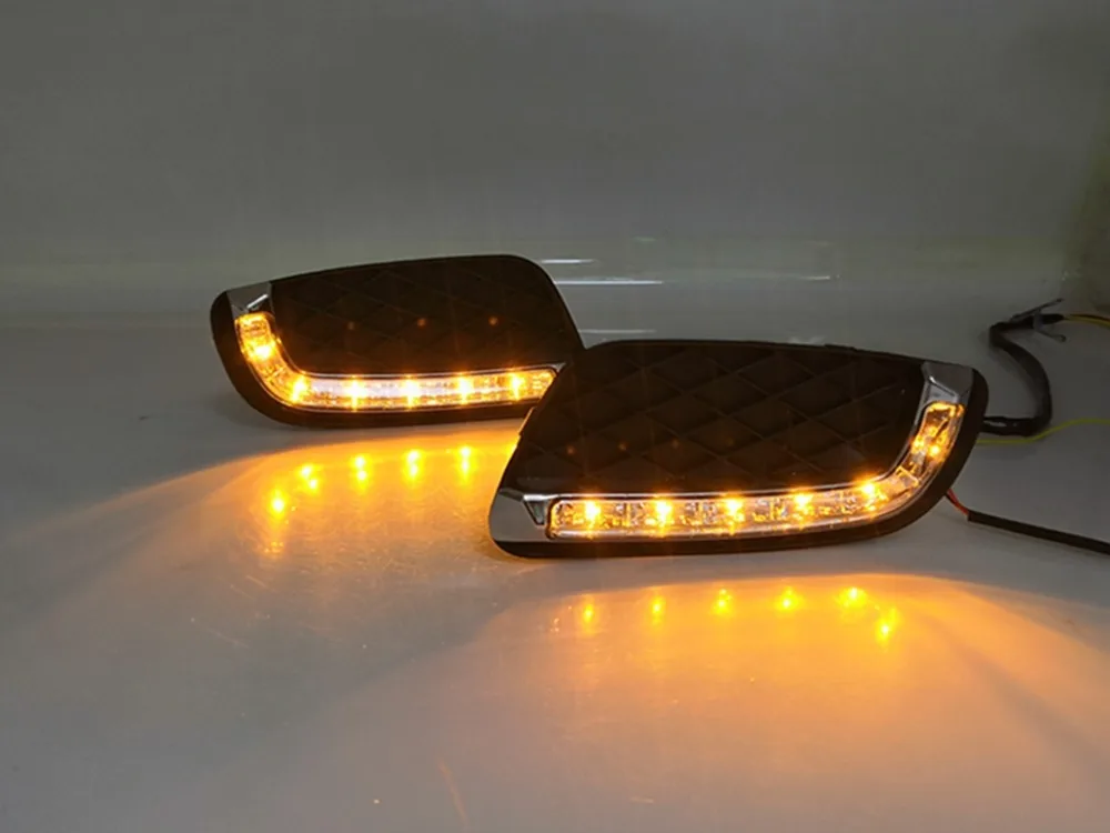 Flash Deal Osmrk led drl daytime running light for Mercedes-benz smart fortwo 2008-2011 with Dynamic moving yellow turn signal 4