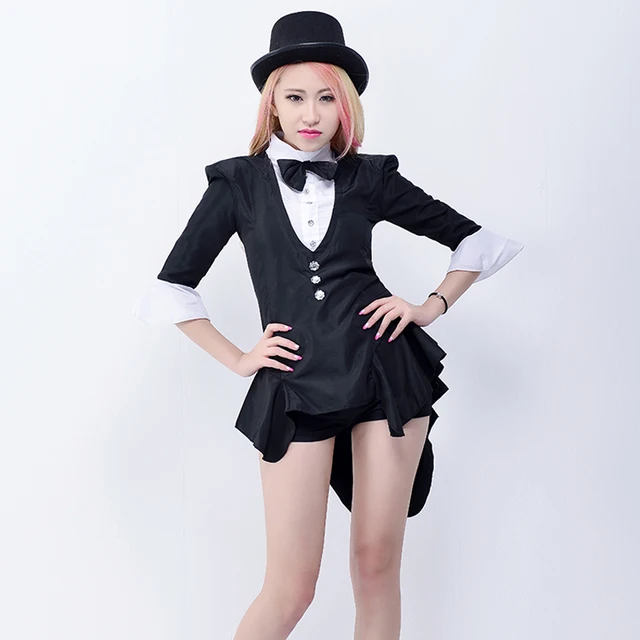 Ladies Tuxedo Costume Magician Cosplay Adult Female Jazz Dance