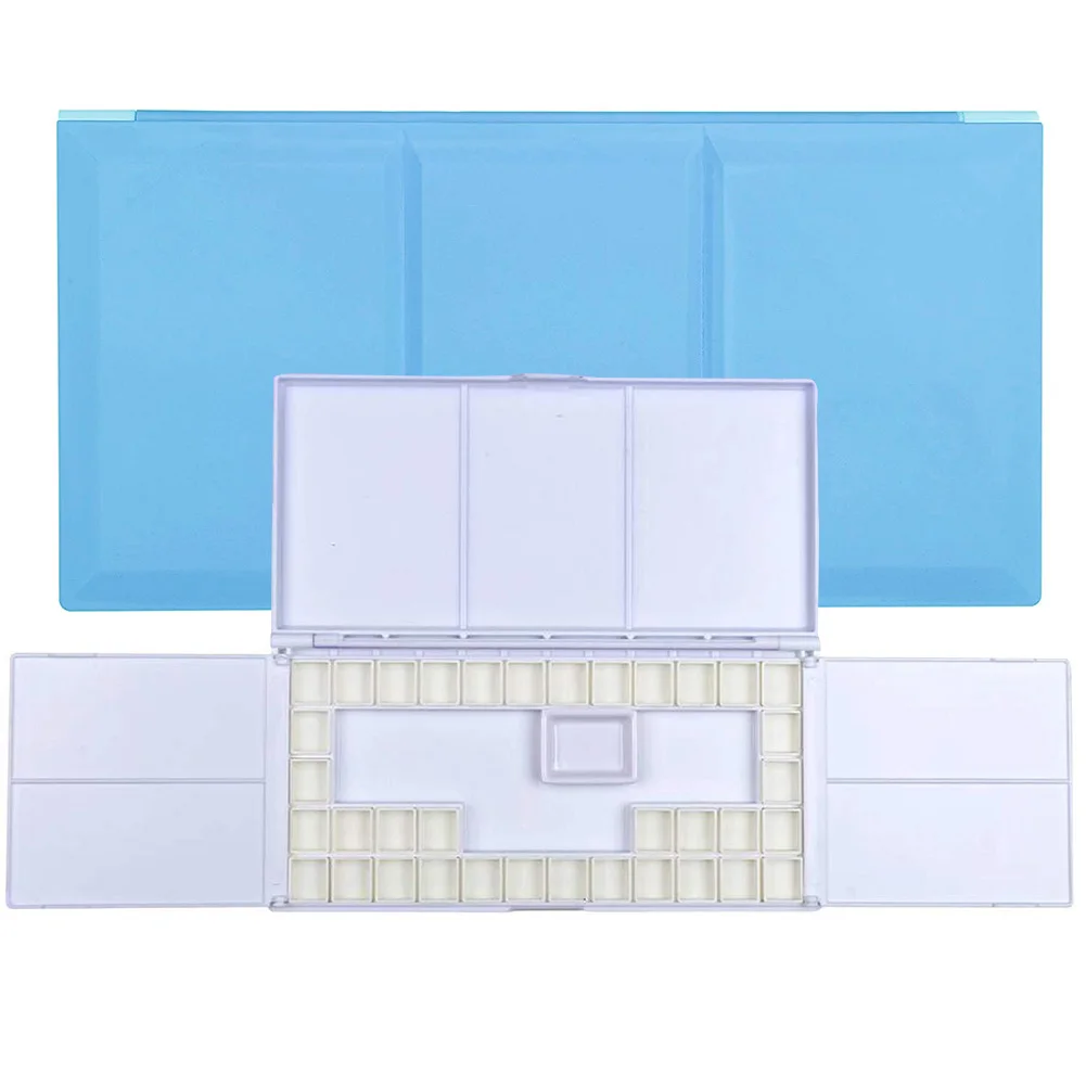 36 Grid Paint Palette Gouache Plastic Tray Empty Painting Box Artist Storage Watercolor Case Art Supplies Professional Foldable