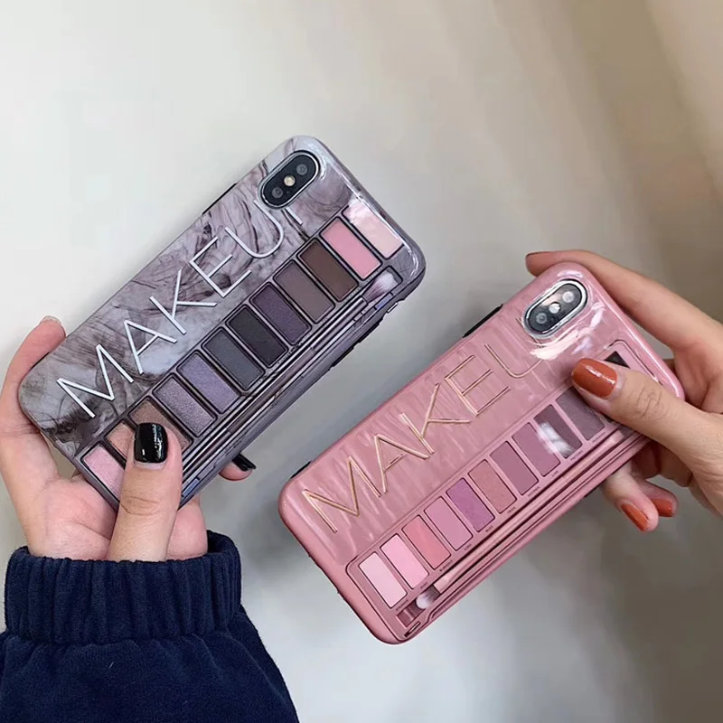 Remazy Модные женские чехлы с тенями для глаз iPhone 7 8 Plus X XS Max XR мягкие 6 6S Coque|Бамперы| |