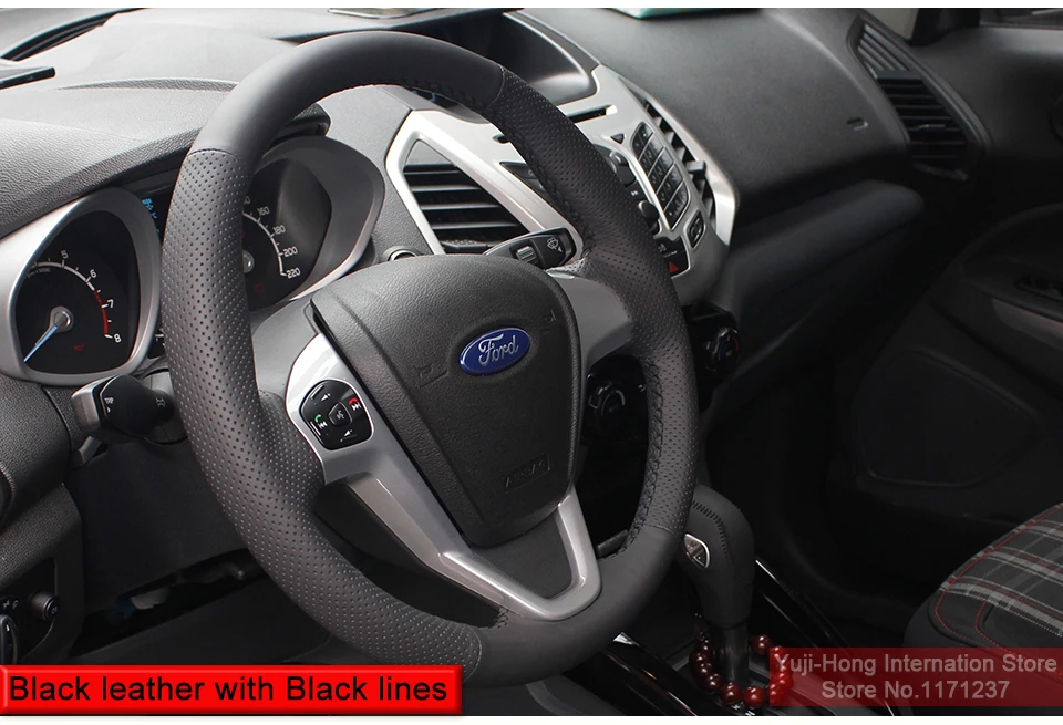 Искусственные кожаные чехлы рулевого колеса автомобиля чехол для Ford Fiesta 2009-2013 EcoSport 2013 автостайлинг ручной работы
