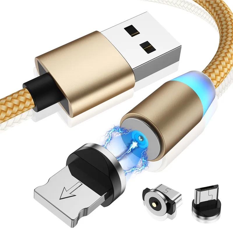 

KJOEW 2M Fast Charging Magnetic Cable Micro USB Type C Charger For iPhone XS X XR 8 7 Samsung S10 9 Magnet Android Phone Cable