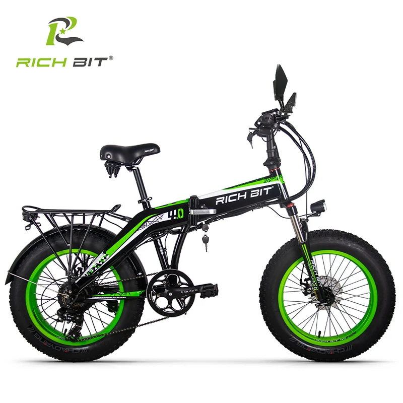 Flash Deal RICHBIT 500W 48V 20 inch Fat Tire ebike Electric Bike Folding Snow Electric Bicycle Front Fork Suspension mechanical Disc Brake 3