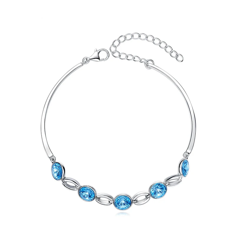 

2019 New Fashion 925 Sterling Silver embellished with crystals from Swarovski Round Bracelet Simple Style For women as gift