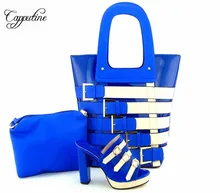 Capputine New Arrival High Quality PU Leather Shoes And Shopping Bags African Style High Heels Shoes And Bag Set For Party