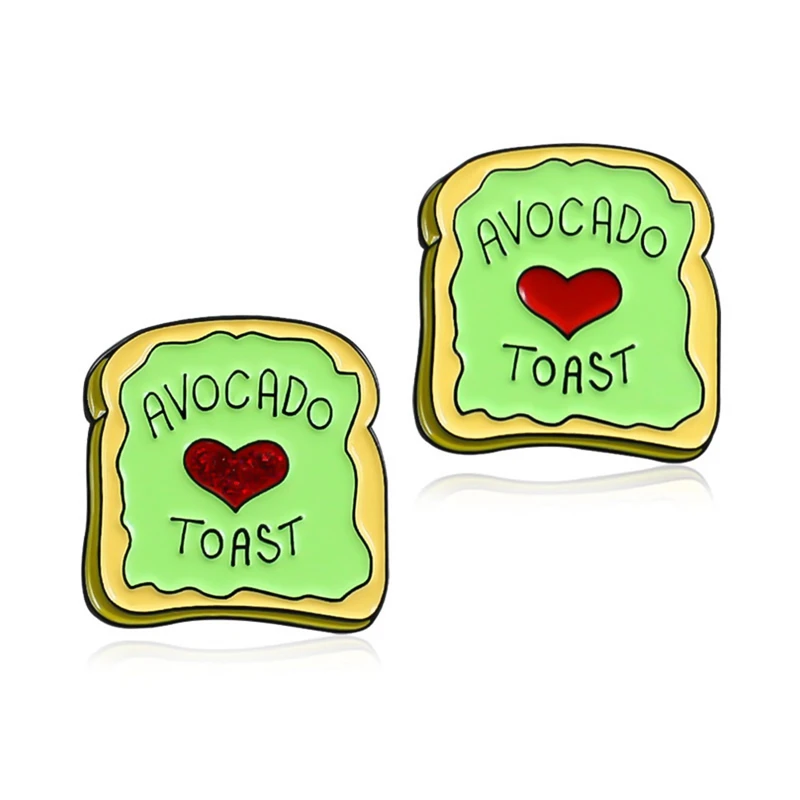 

Avocado Toast Pins Glitter Red Heart Plant Fruit Vegetarian Food Brooch T-shirt Enamel Lapel Hat Pin Vegan Hipster Brunch Gifts
