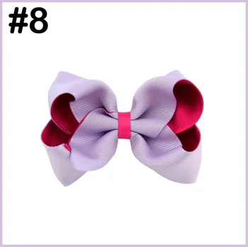 

free shipping 50pcs 4''doubled boutique hair bows abc hair clips plaid Kids Girls Princess Handmade Boutique bows