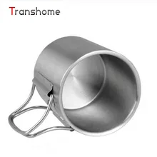 Transhome titanium stil 280 ml edelstahlbecher camping mit deckel falten im freien beweglicher multifunktions kaffee tee becher