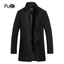 Pudi Men Coat Winter Thick Warm Wool Coat Men Clothes 2019 Slim Fit Coat Mandarin Collar Jacket Mens Overcoat Mens Coats QY903