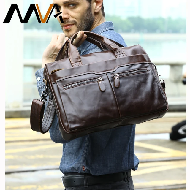 Mens Genuine Leather Laptop Bag  Leather Briefcase Bags Men - Genuine Leather  Men - Aliexpress