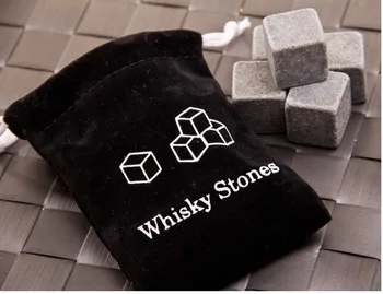 

Free shipping 100sets natural Whisky stones,9 whiskey stones+1pouch in a box Valentine Father's Day gift with delicate gift box