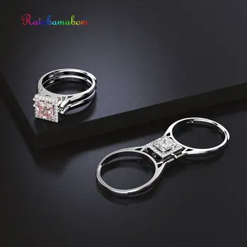 

Rainbamabom Real 925 Solid Sterling Silver Created Moissanite Gemstone Engagement Ring Wedding Band Jewelry Gifts Wholesale