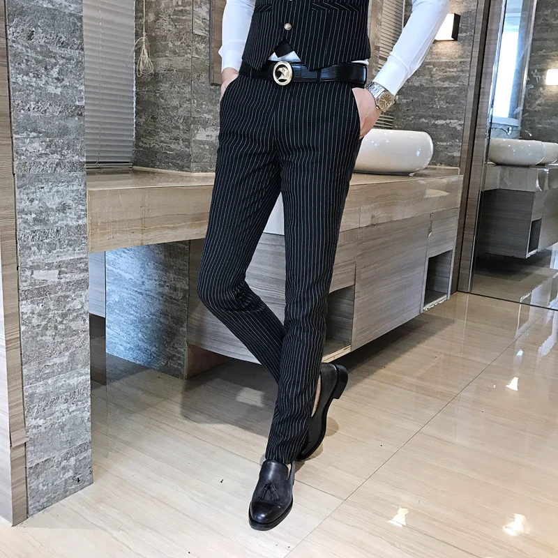 Autumn Men Pants Fashion Casual men Striped pant 28 29 30 31 32 33 34 mens Trousers