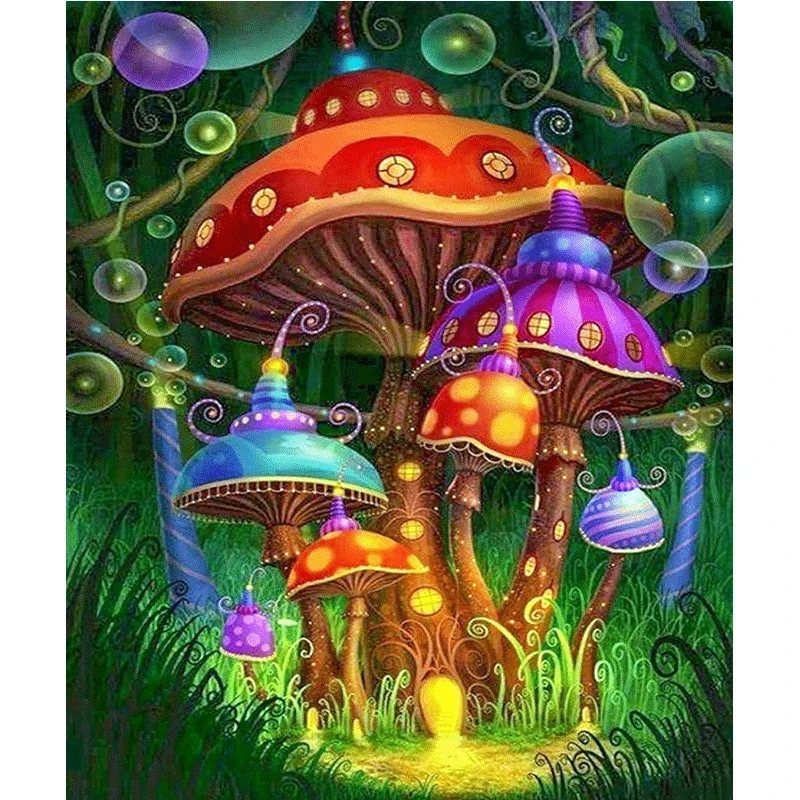 Diamond Painting Full Drill Magic Mushroom House Mosaic DIY Cross Stitch Embroidery Home Decorative Craft | Дом и сад