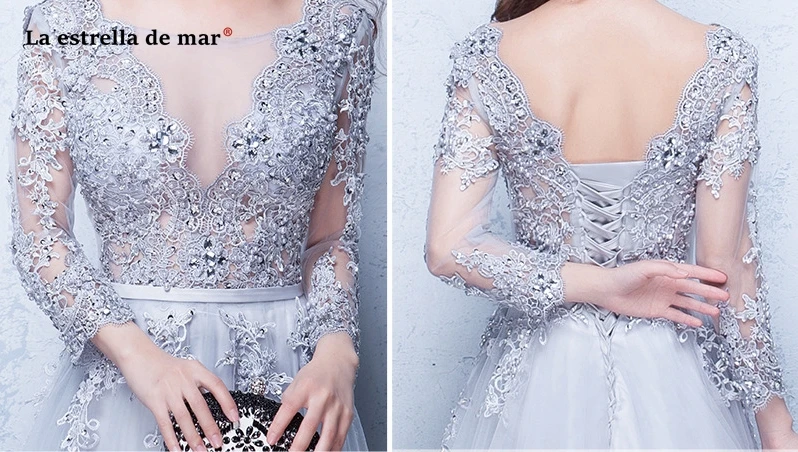 Vestidos para boda invitadas2019 новые кружевные Длинные рукава A Lina богемные серебряные Бордовые Платья для подружки невесты с шлейфом для свадебной вечеринки