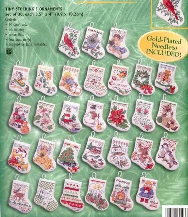 

14/16/18 Counted Cross Stitch Kit Tiny Stocking Ornament Christmas Ornaments, 30 pcs stockings bucilla 84293