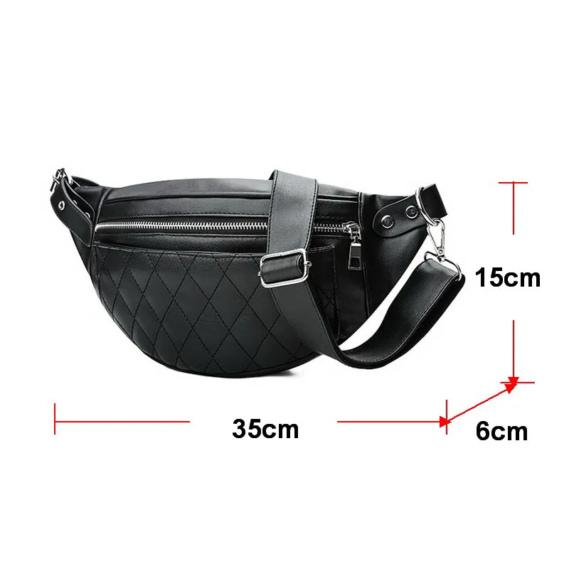 Ansloth Classic Thread Waist Bag For Women Zipper Fanny Pack Lady PU Leather Belt Bag Female Banana Bag Simple Waist Bag HPS569