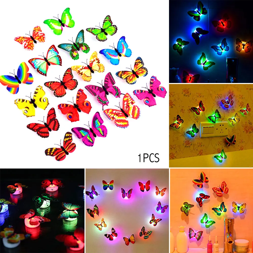 

Glowing 3D Butterfly LED Butterfly Wall Stickers Color Changing Glowing Luminous Butterfly Wall Sticker with Sucker Home Decor