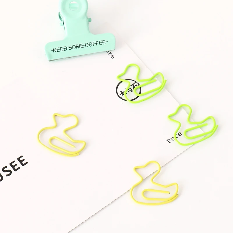 

20pcs/box Creative Stationery Animal Paper Clip Duck Shaped Interesting Bookmark Clip Tickets Notes Decorative Escolar Paperclip
